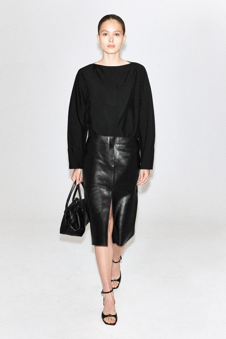 Sculpted Boat-neck Blouse, Alternate, color, BLACK