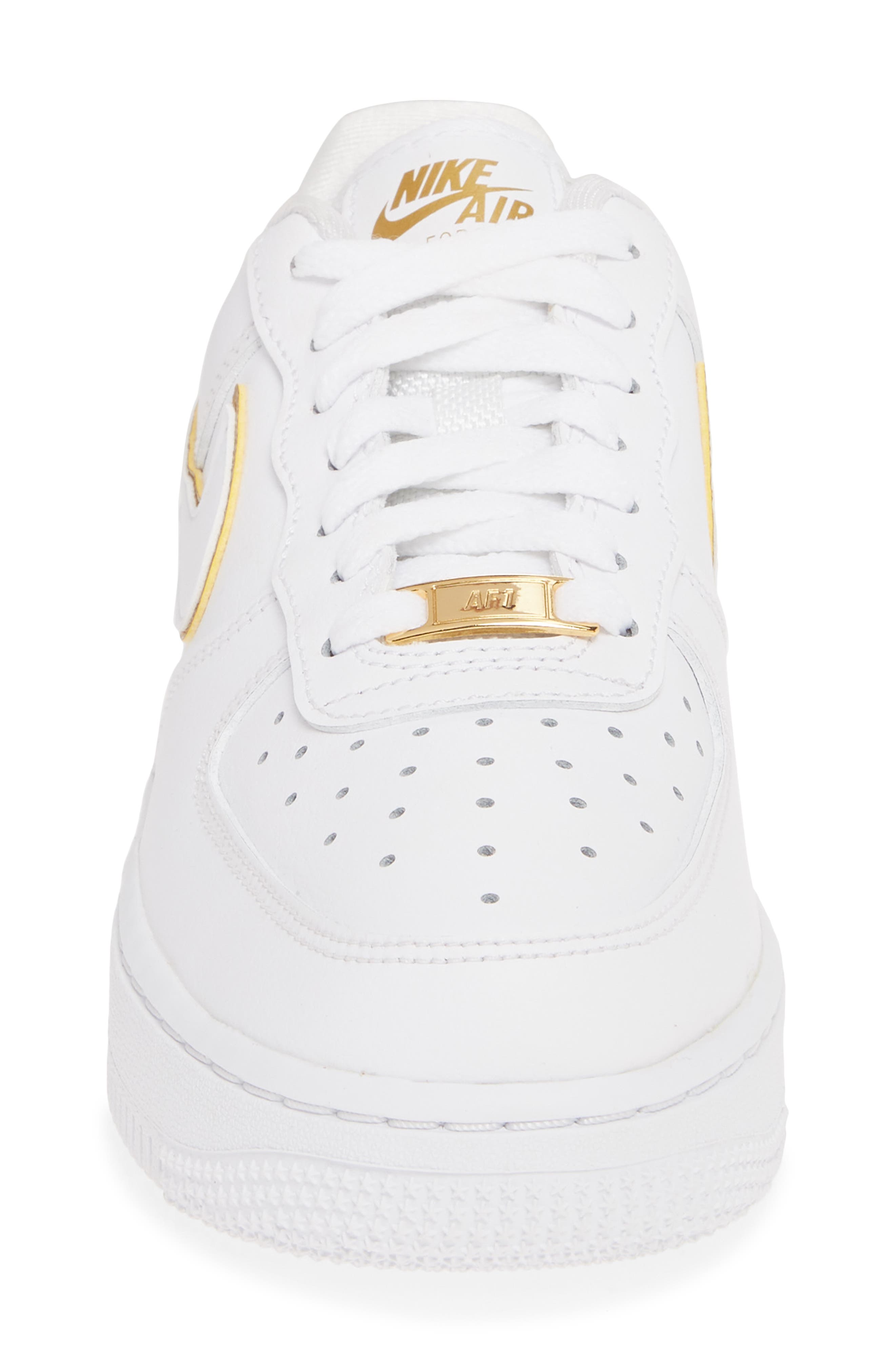 Air Force 1 '07 ESS Sneaker, Alternate, color, WHITE/ METALLIC GOLD