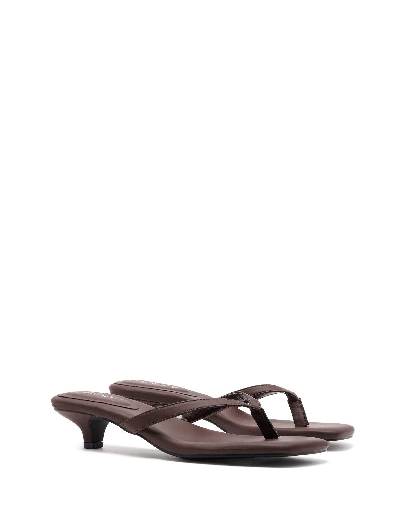 HEATWAVE Square Toe Thong Heel, Alternate, color, Chocolate Smooth Pu