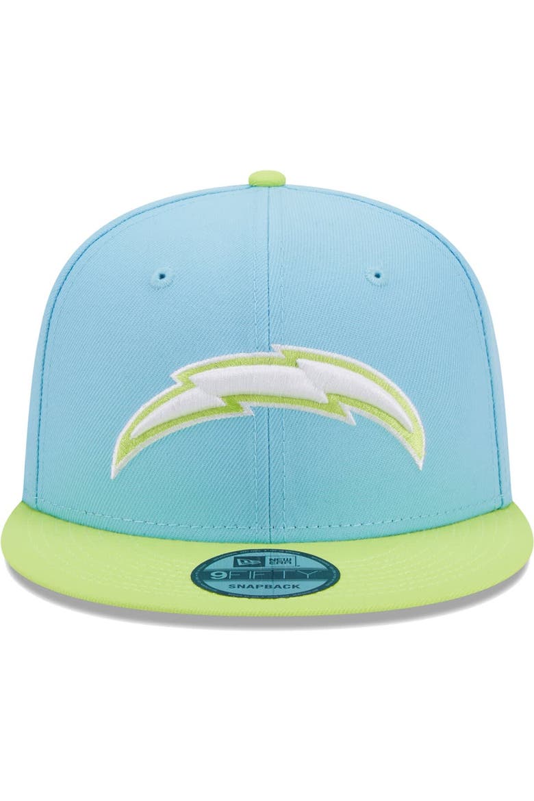 Men's New Era Light Blue/Neon Green Los Angeles Chargers Two-Tone Color Pack 9FIFTY Snapback Hat, Alternate, color, Light Blue