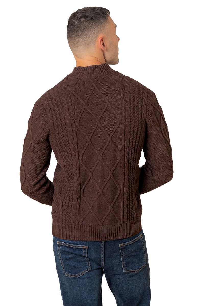 Hope & Henry Organic Mock Neck Cable Sweater, Alternate, color, Chocolate Heather