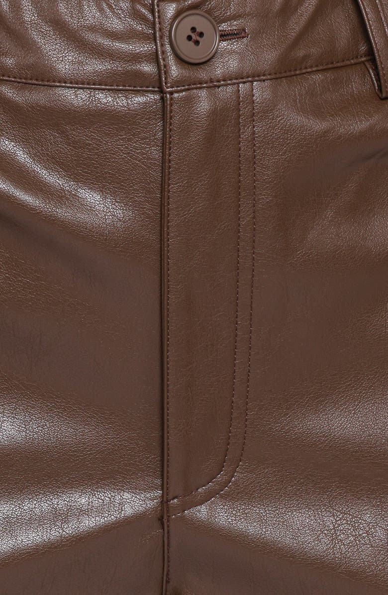 Petal & Pup Emer High Waist Straight Leg Faux Leather Pants, Alternate, color, Chocolate Brown