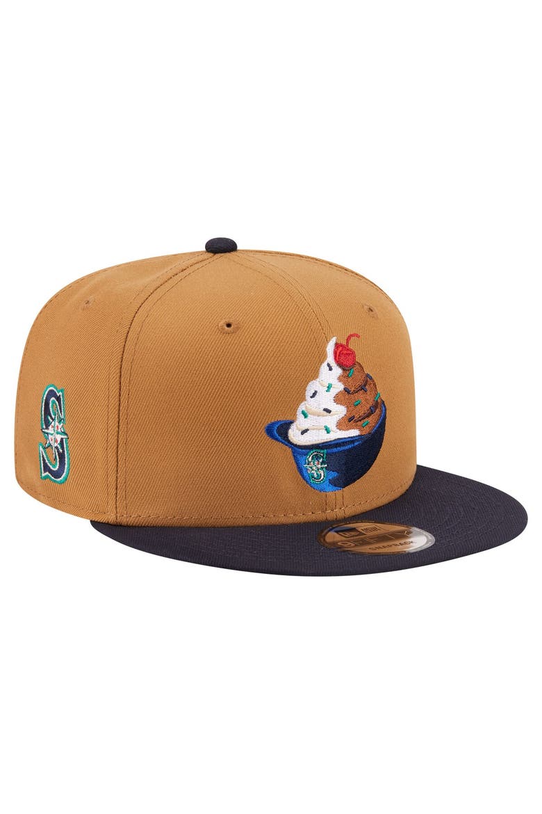 Men's New Era Khaki/Navy Seattle Mariners Ice Cream 9FIFTY Snapback Hat, Main, color, Khaki