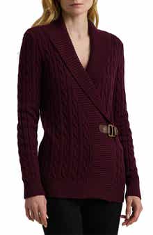 Lauren Ralph Lauren Cable Stitch Cotton Wrap Cardigan