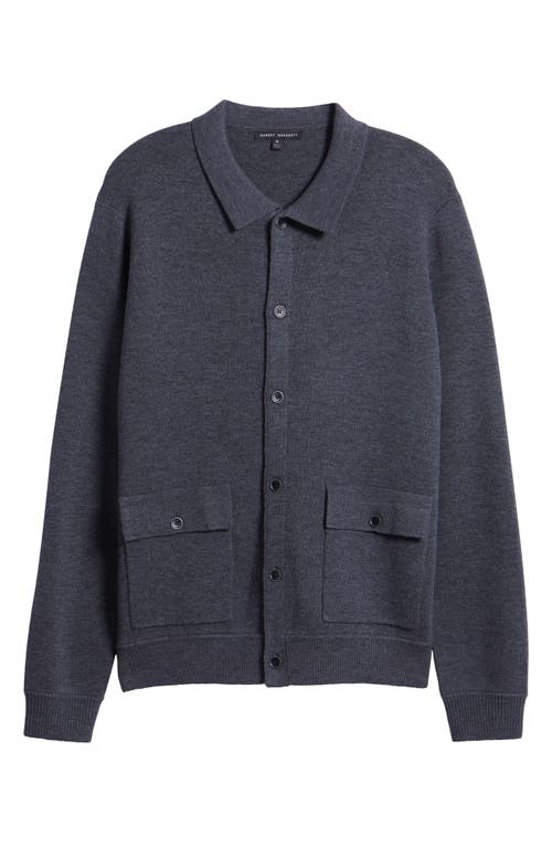 Robert Barakett Bristol Collared Merino Wool Milano Stitch Cardigan In Gray