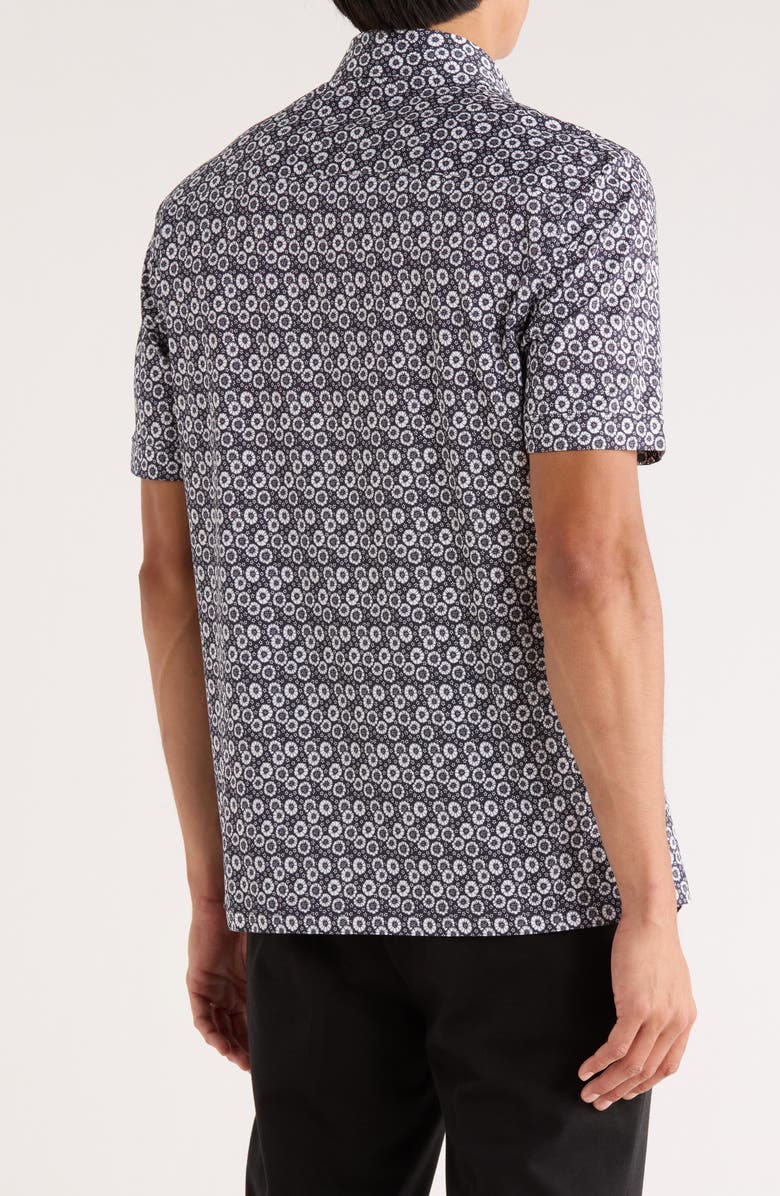 Bugatchi Milo OoohCotton<sup>®</sup> Short Sleeve Button-Up Shirt, Alternate, color, Midnight