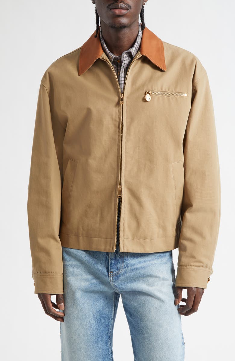 Versace Cotton Canvas Jacket, Main, color, Warm Beige