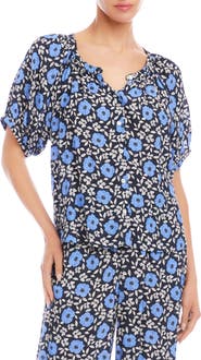 Karen Kane Floral Button-Up Peasant Top