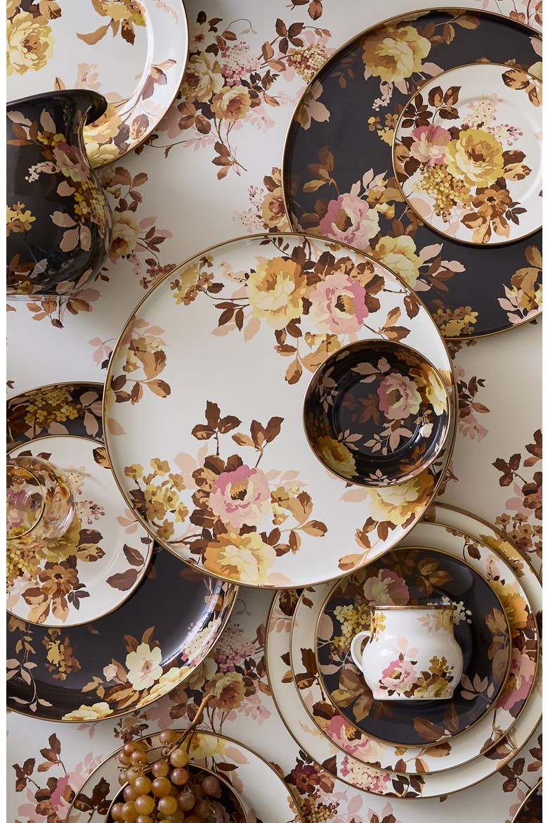 Wild Rose White Enamel Round Tray, Alternate, color, WHITE