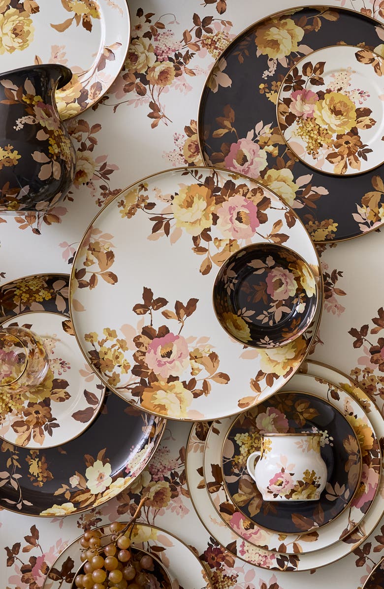 MACKENZIE CHILDS Wild Rose White Enamel Round Tray, Alternate, color, White