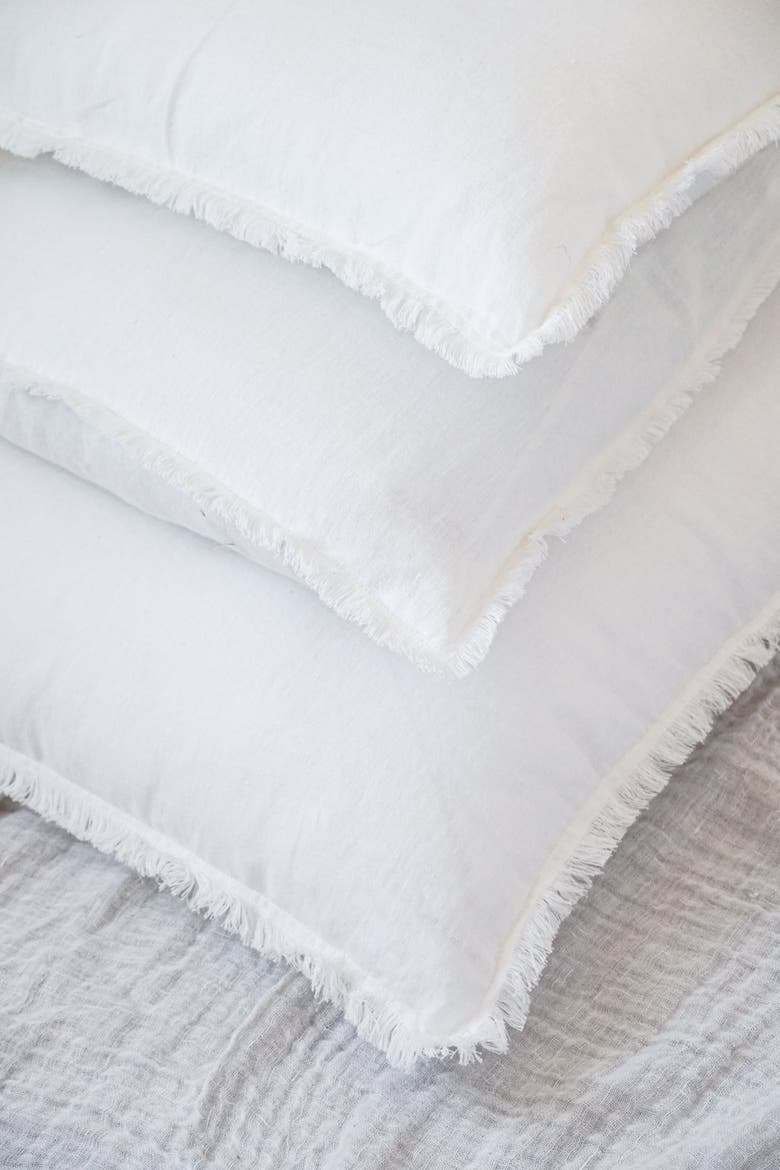 Natural Beige Fringe So Soft Linen Pillows with Down Insert, Alternate, color, White