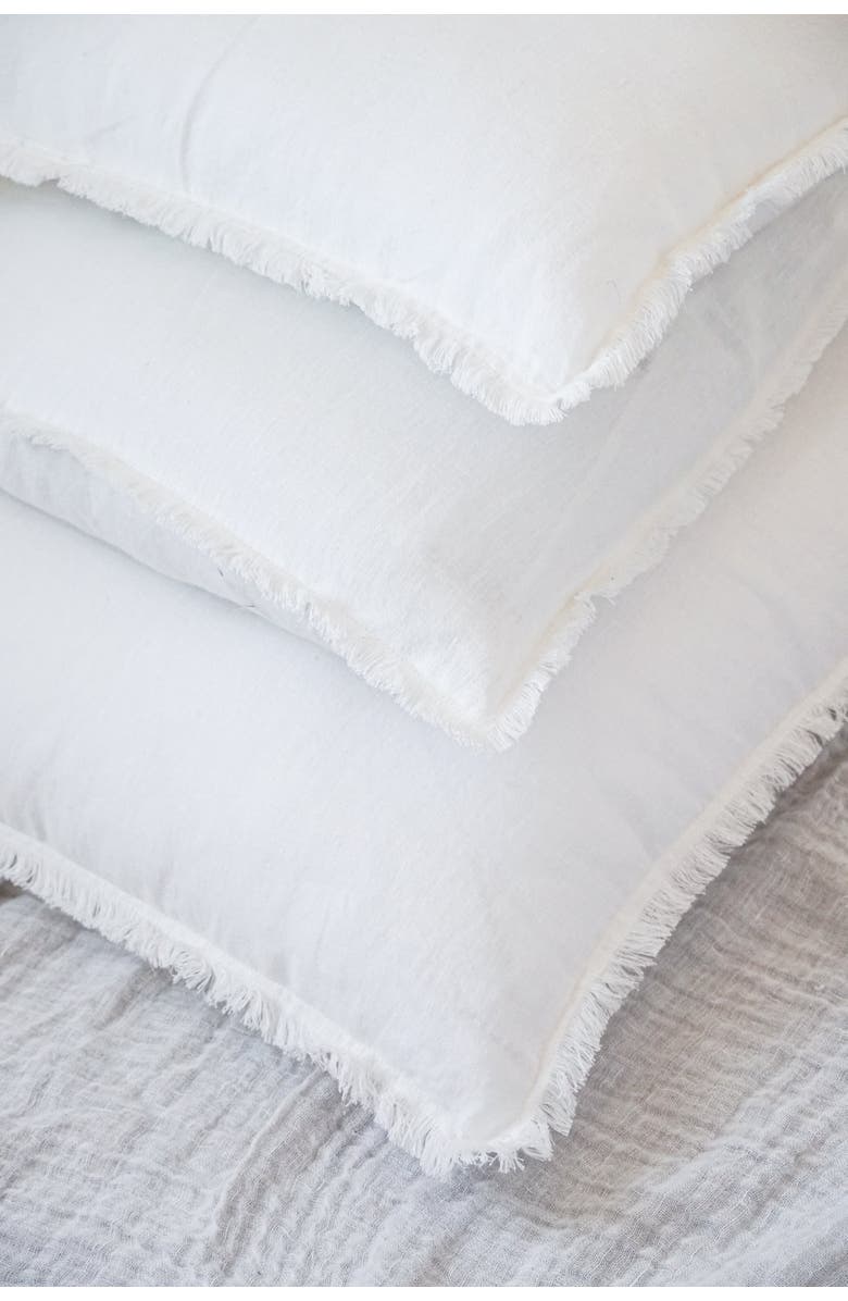 Anaya Bright Fringe So Soft Linen Pillows with Down Alternative Insert, Alternate, color, White