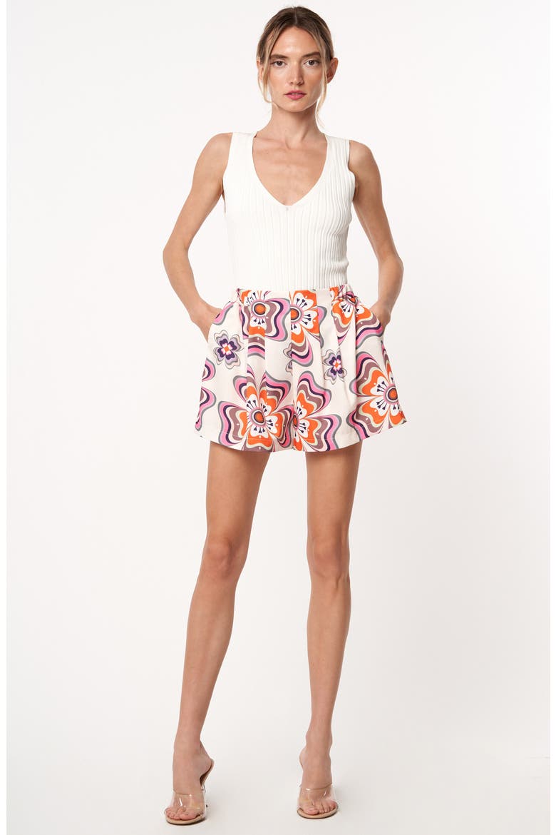 Misty Printed Pintuck Shorts, Alternate, color, CREAM MULTI
