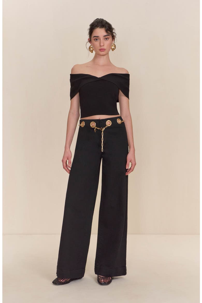 Prescott Off the Shoulder Knit Top, Alternate, color, BLACK
