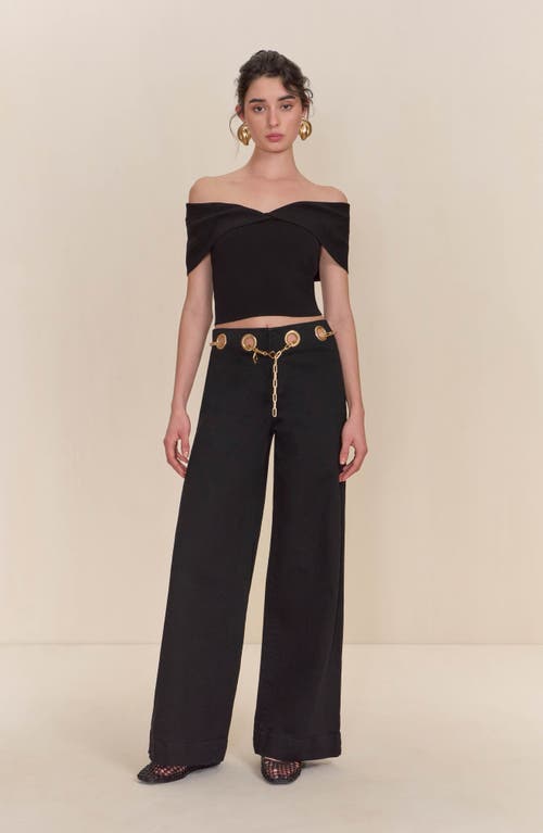 Cult Gaia Prescott Off The Shoulder Knit Top In Black