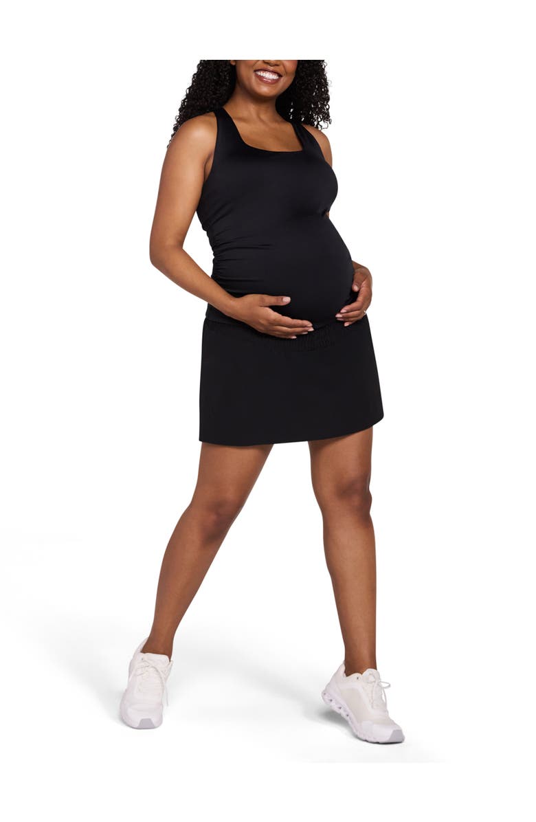 MOTHERHOOD MATERNITY Under the Belly Woven Tennis Maternity Skort, Alternate, color, Black