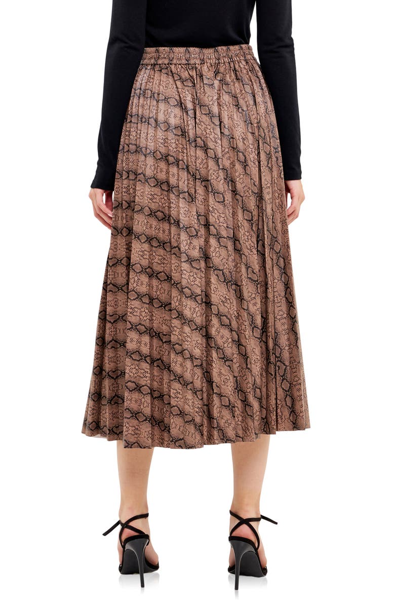 Endless Rose Snakeskin Print Pleated Midi Skirt, Alternate, color, 