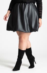 ELOQUII Faux Leather Bubble Hem Skirt