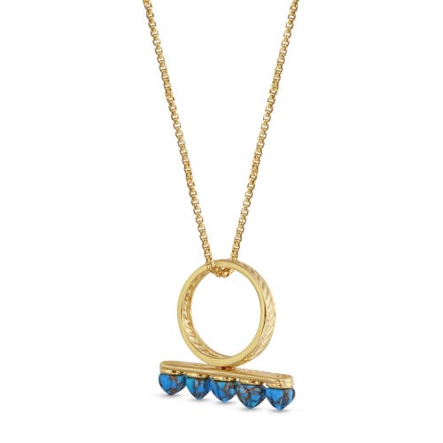 Luvmyjewelry Summer Nights Gold Plated Silver Turquoise Gemstone Multi Stone Ring Pendant In 14kt Gold Vermeil On Sterling