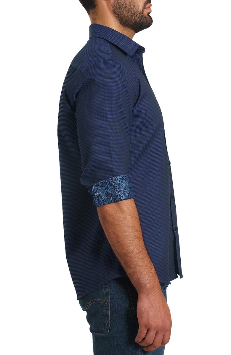 Jared Lang Trim Fit Jacquard Dot Button-Up Shirt, Alternate, color, 
