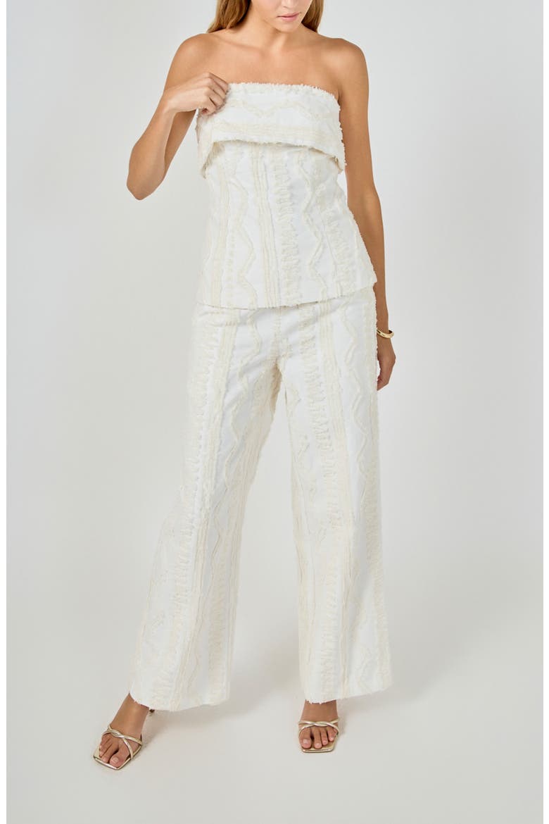 Fringed Strapless Cotton Top, Alternate, color, IVORY