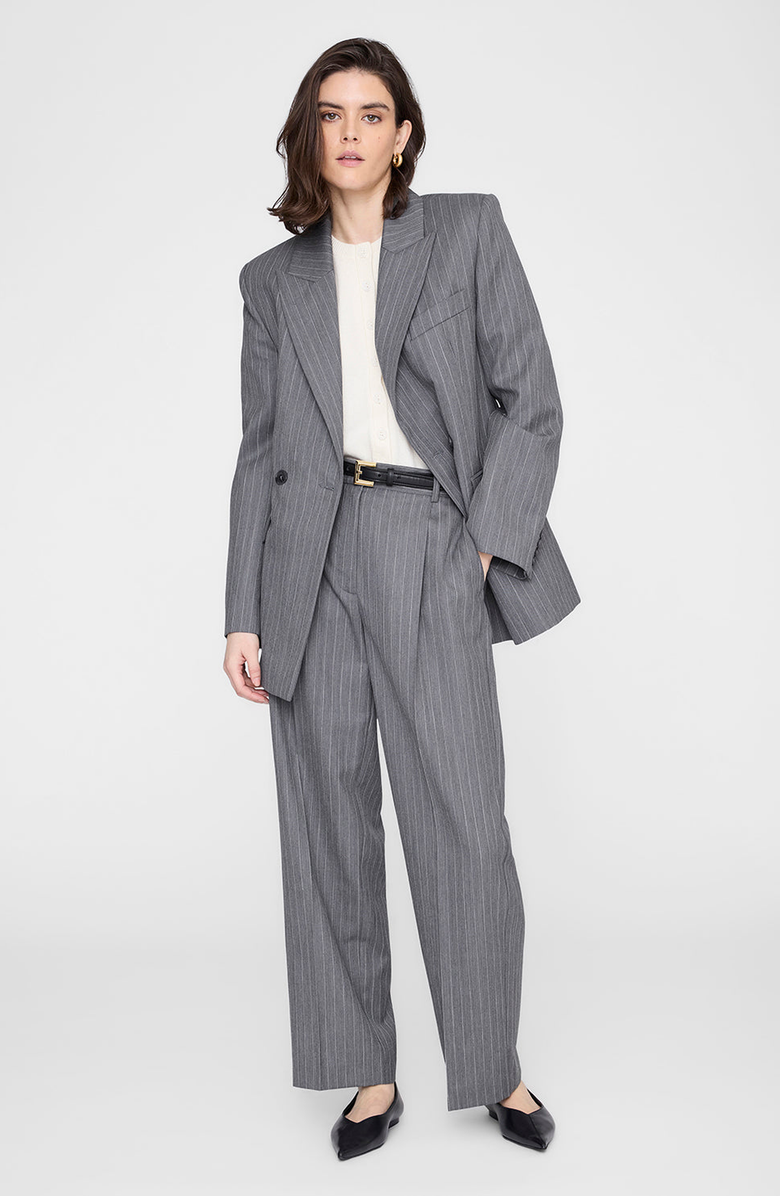 ANINE BING Trent Cropped Trouser, Alternate, color, Light Grey Pinstripe