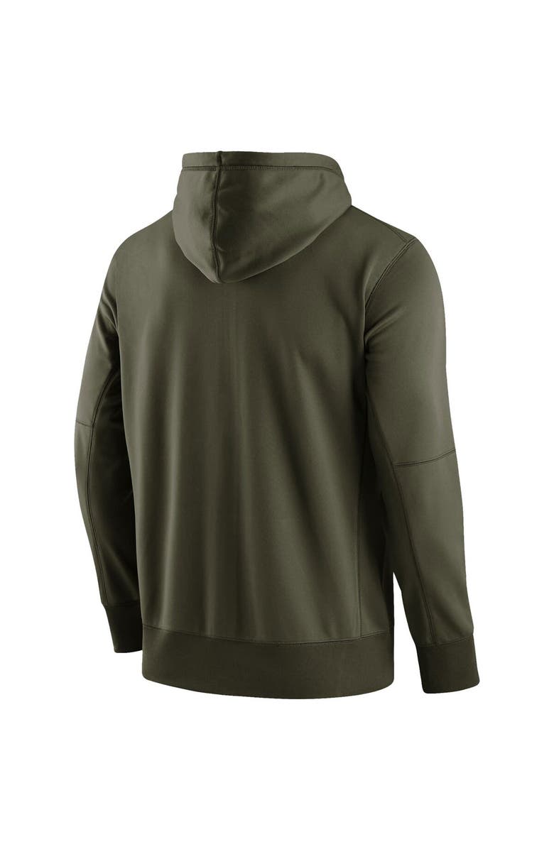 Nike Men's Nike Olive Oregon Ducks Tonal Logo Stack Performance Full-Zip Hoodie, Alternate, color, 