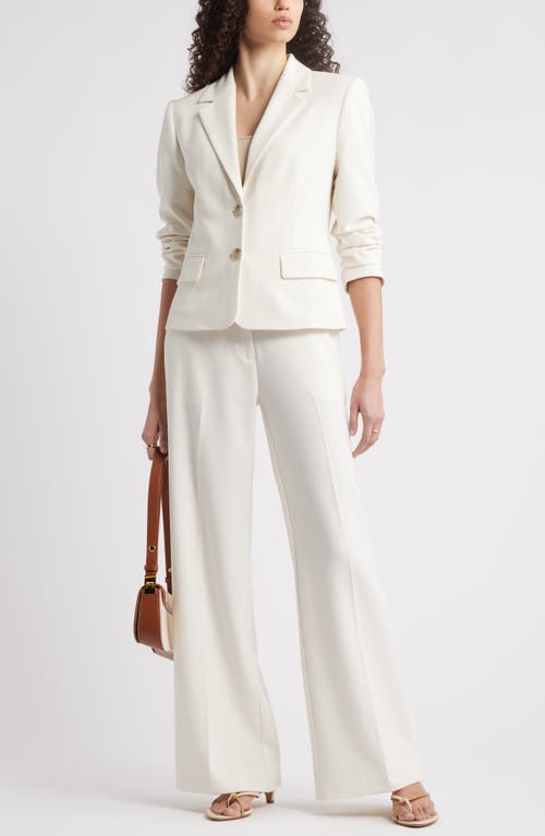 Nordstrom Flat Front Wide Leg Pants In Ivory Tofu