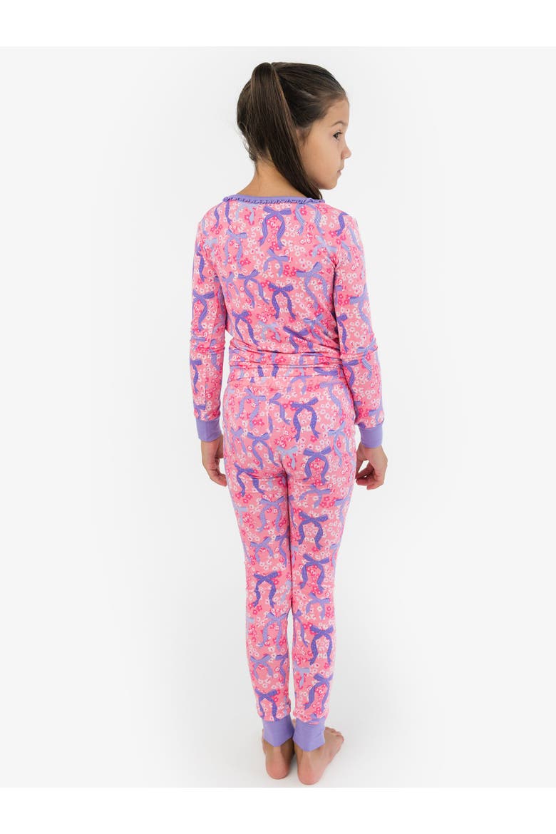 Girls SoftSnooze Ruffle Long Sleeve Pajama Set, Alternate, color, Bow Besties