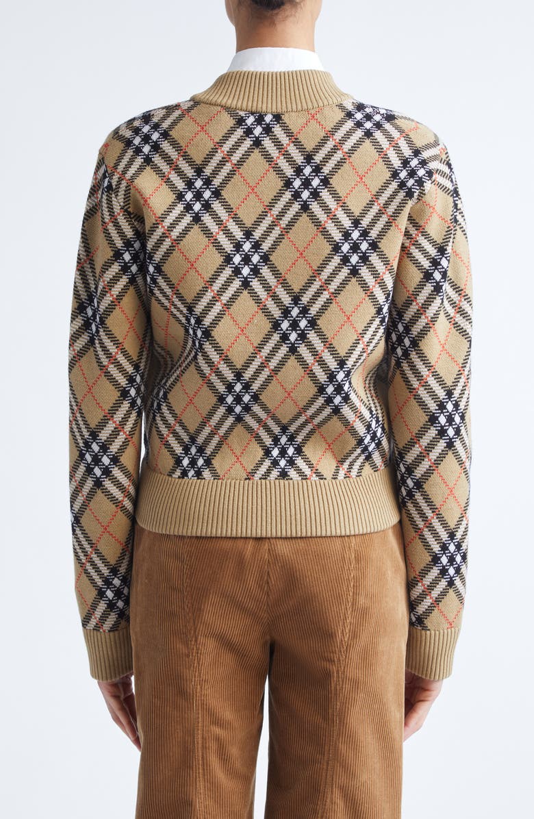 Burberry Check Sweater Jacket, Alternate, color, Sand Ip Check