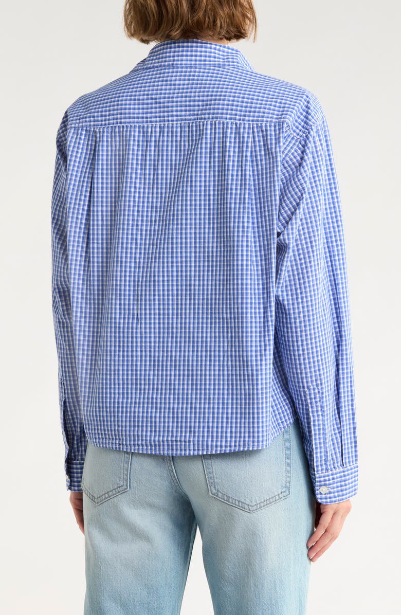 Lucky Brand Stripe Crop Poplin Button-Up Shirt, Alternate, color, Blue Check