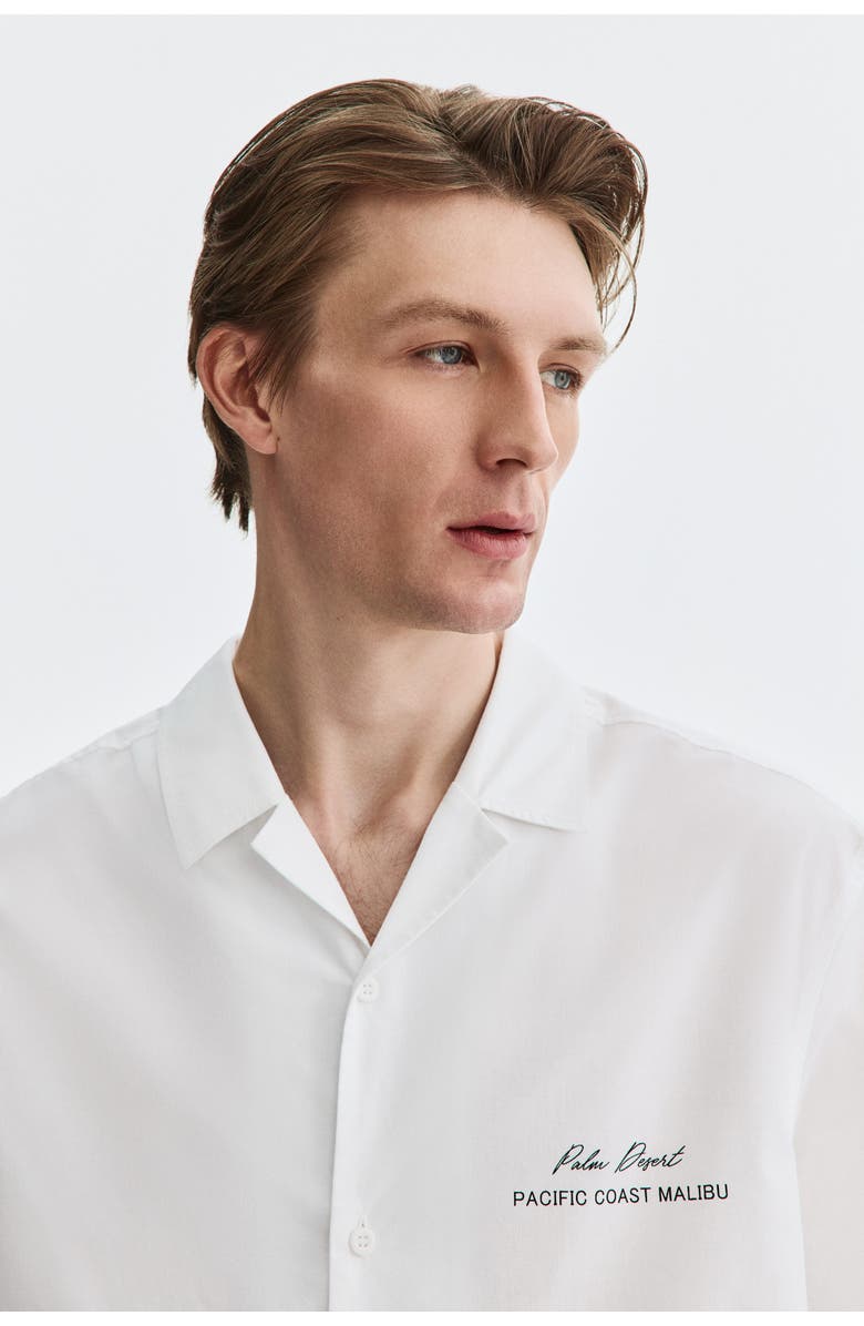 H&M Relaxed-fit printed resort shirt, Alternate, color, White/Palm Desert