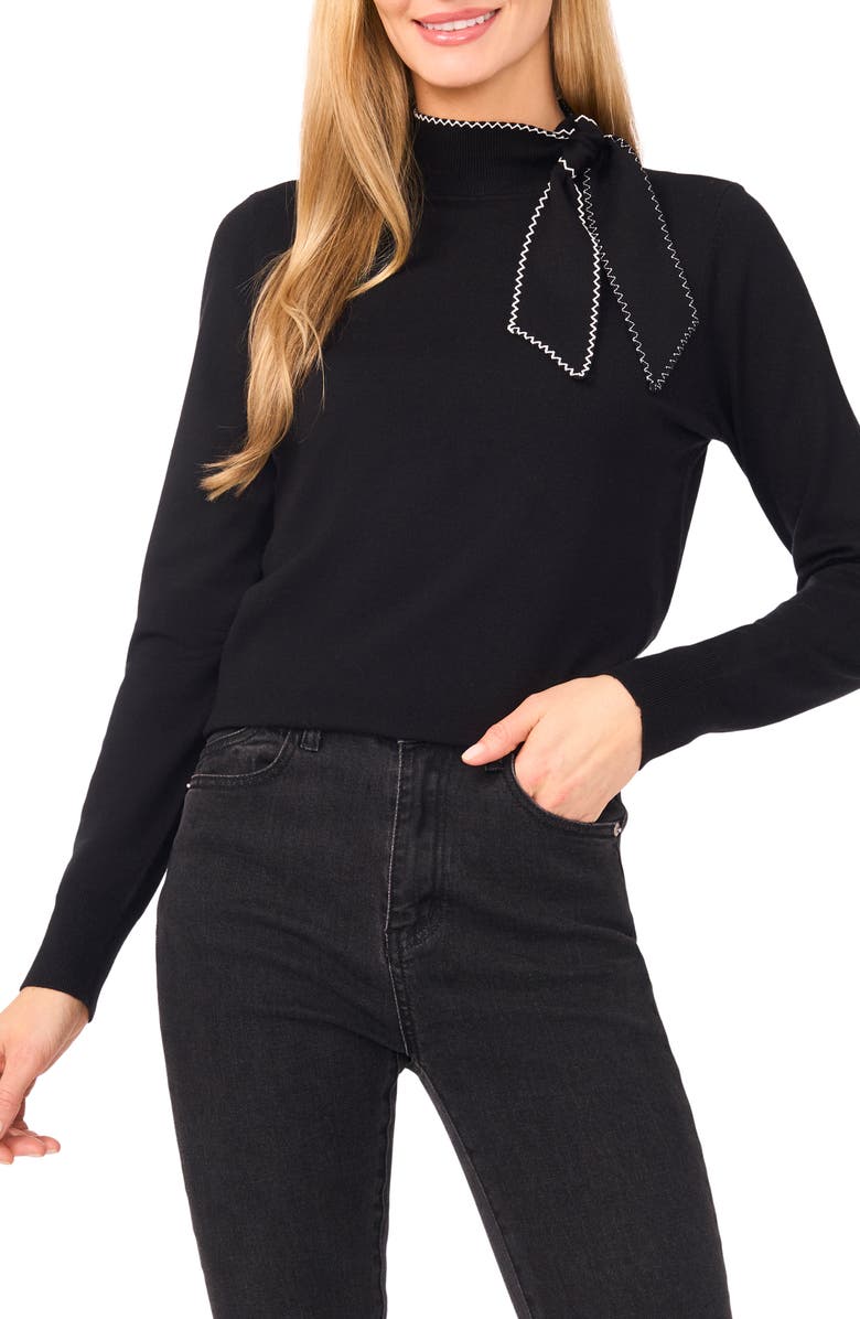 CeCe Scarf Tie Neck Sweater, Main, color, 