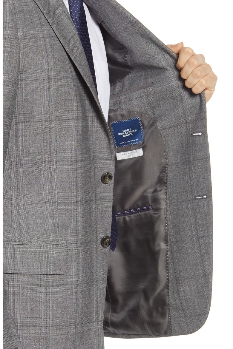 New York Plaid Windowpane Plaid Suit, Alternate, color, GREY