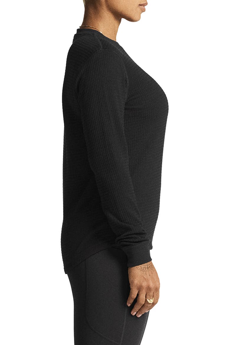 Waffle Knit Long Sleeve T-Shirt, Alternate, color, BLACK