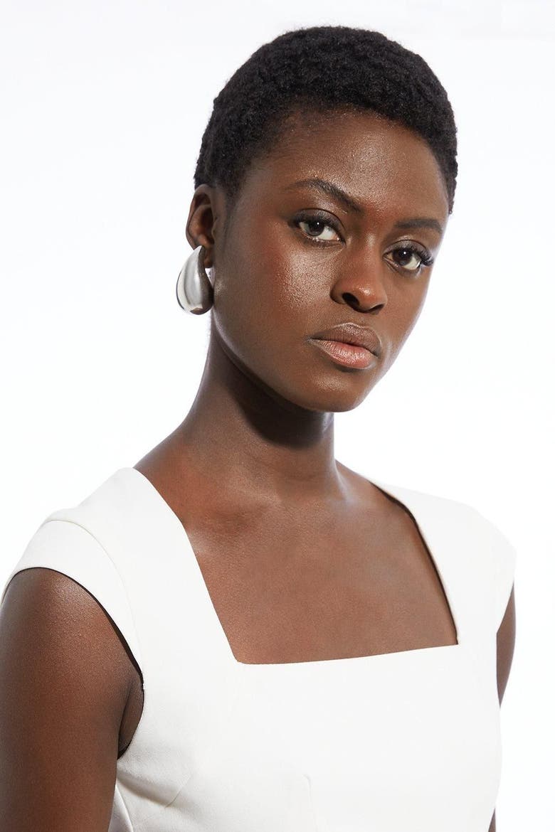 Square Neck Midi Dress, Alternate, color, Ivory