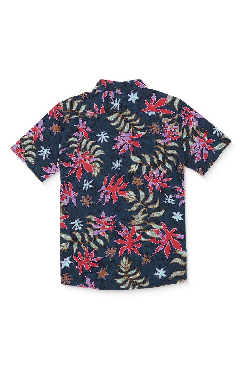 Volcom Floral Motion Short Sleeve Button-Up Shirt, Alternate, color, Navy