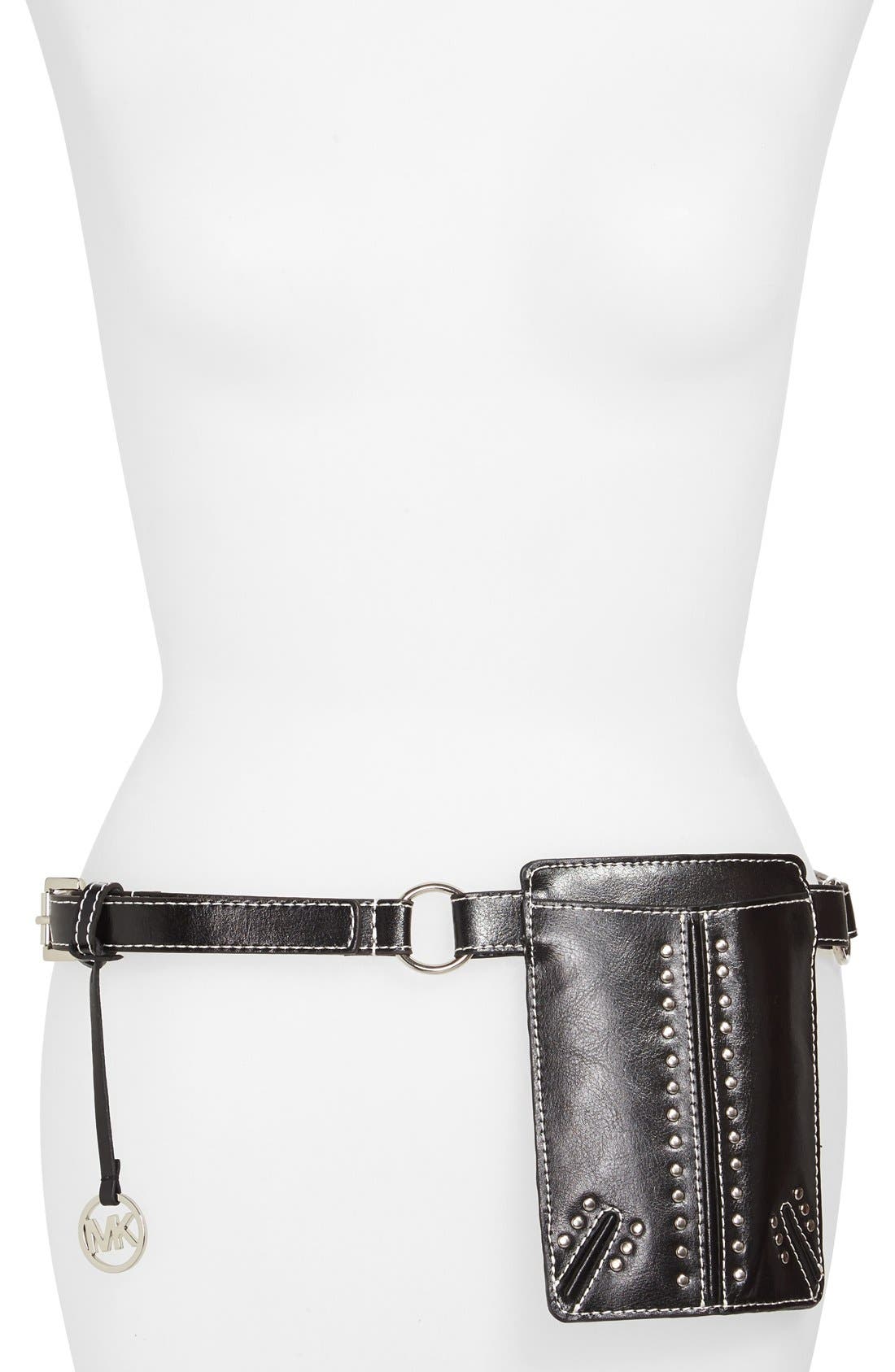Studded Belt Bag, Main, color, BLACK