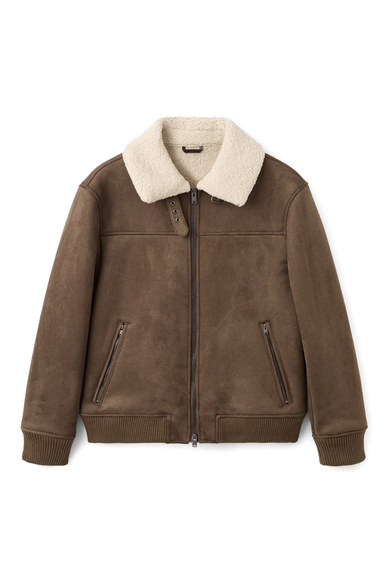 Faux Shearling Jacket, Alternate, color, MEDIUM BROWN