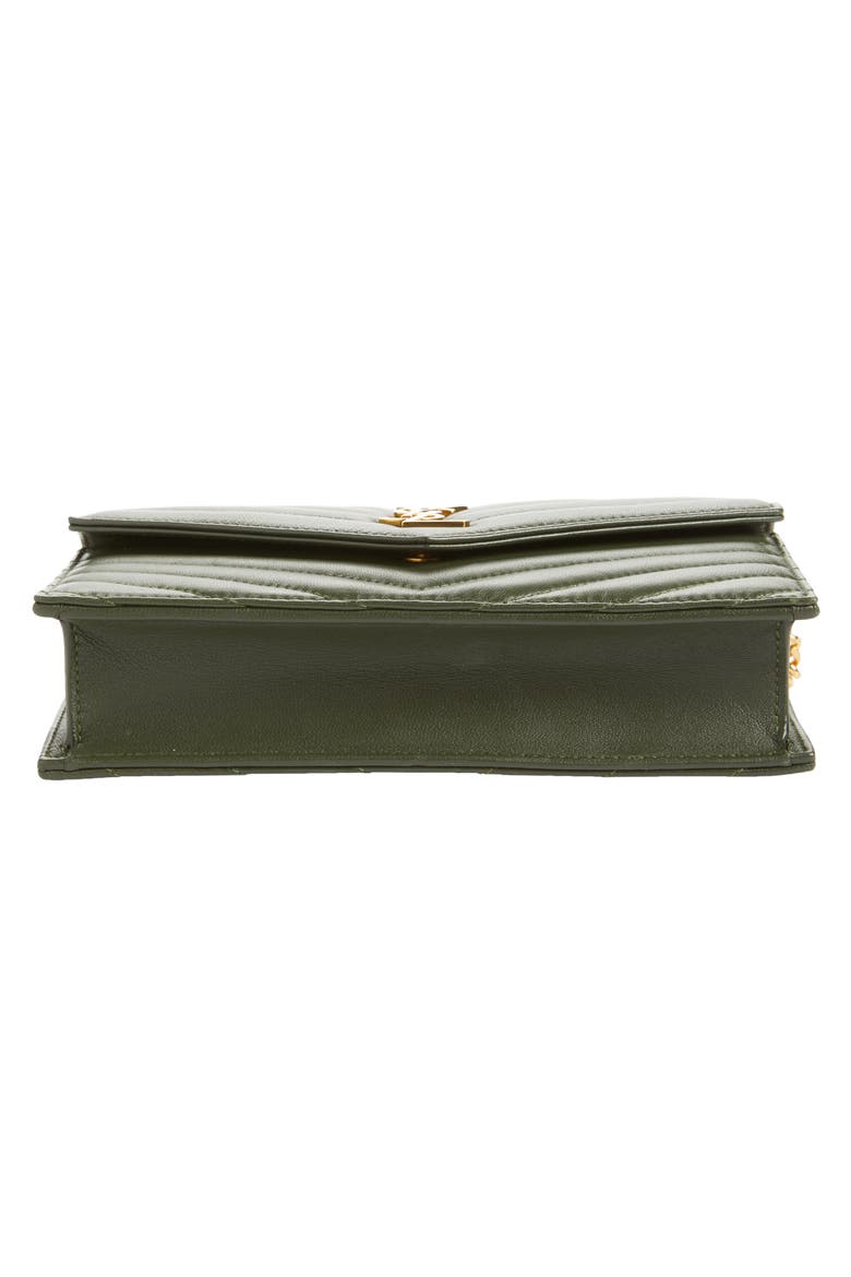 Cassandre Quilted Leather Wallet on a Chain, Alternate, color, OLIVE WOOD