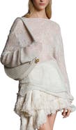 Bottega Veneta Knotted Fringed Tweed Miniskirt