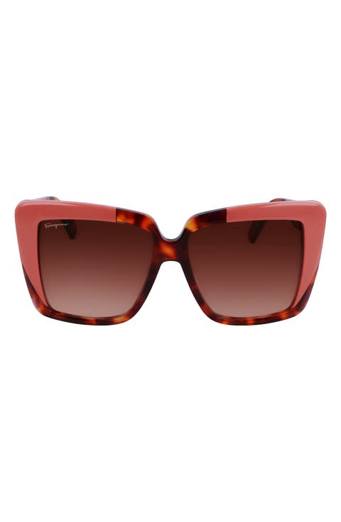 55mm Gradient Rectangular Sunglasses