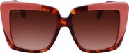 FERRAGAMO 55mm Gradient Rectangular Sunglasses