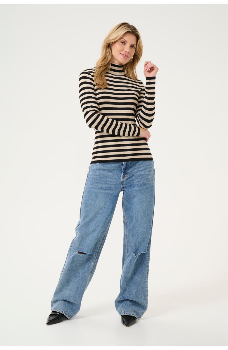 Kaffe KAlizza Rollneck Slim Fit Pullover, Alternate, color, Feather Grey Mel./Black