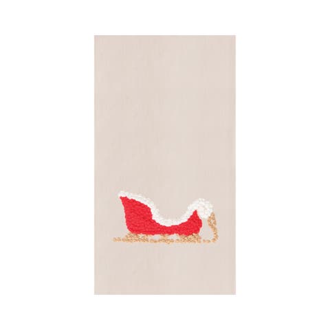 Sleigh French Knot Flour Sack Kitchen Towel