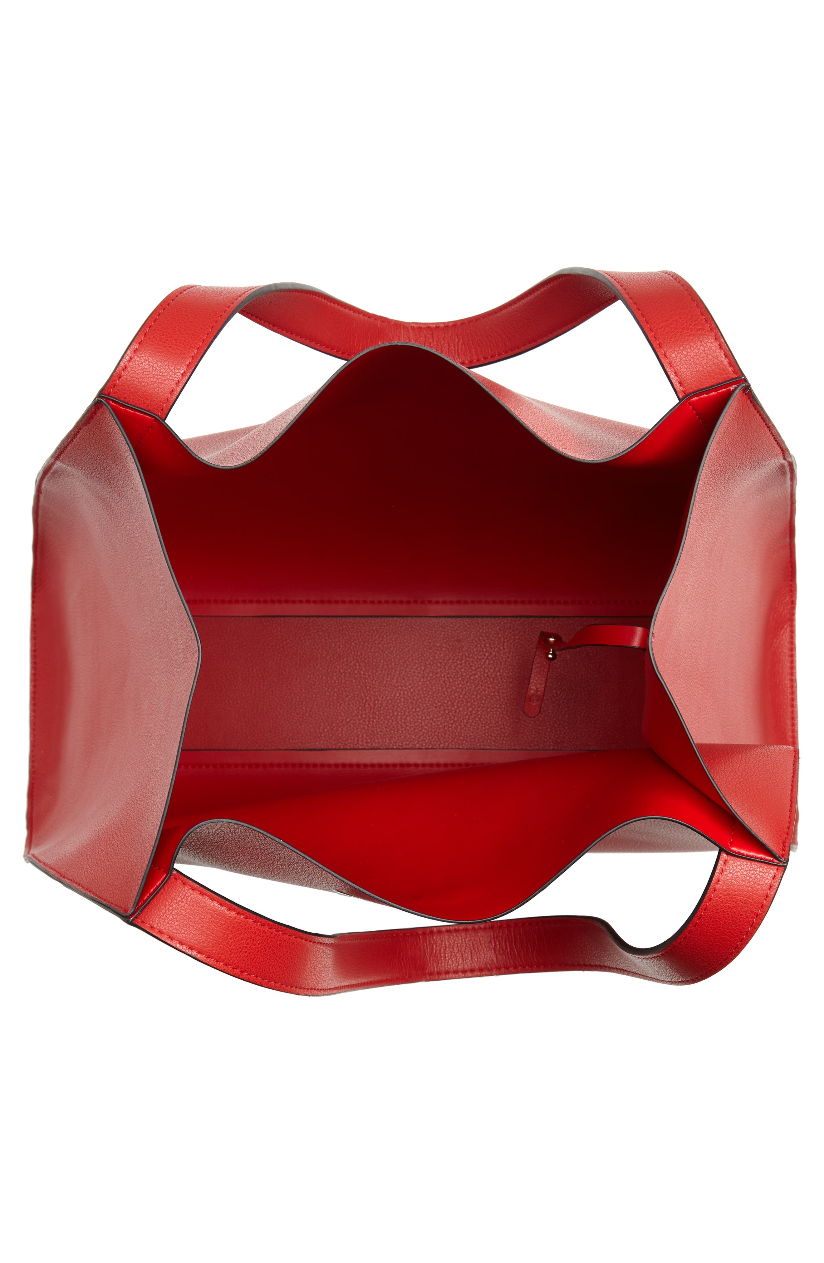 Trapezoid Faux Leather Tote, Alternate, color, RED