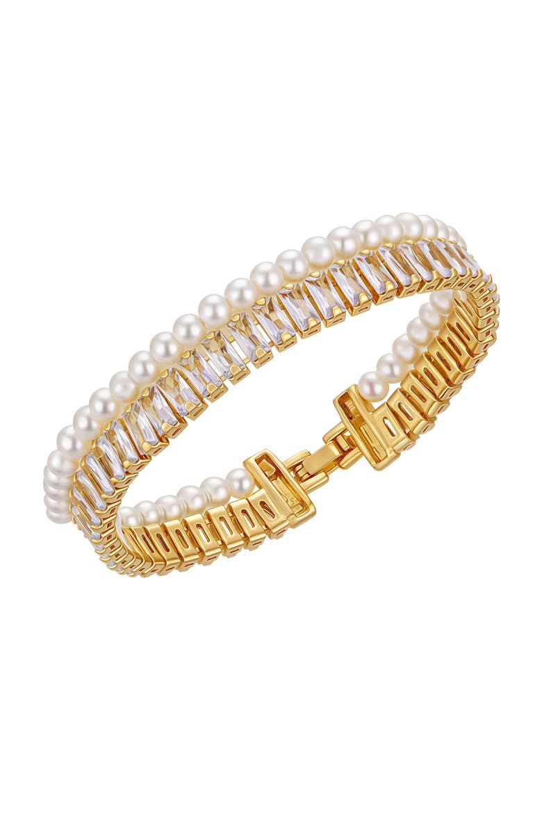 Pearl Crystal Bracelet, Main, color, 14K Gold Plated