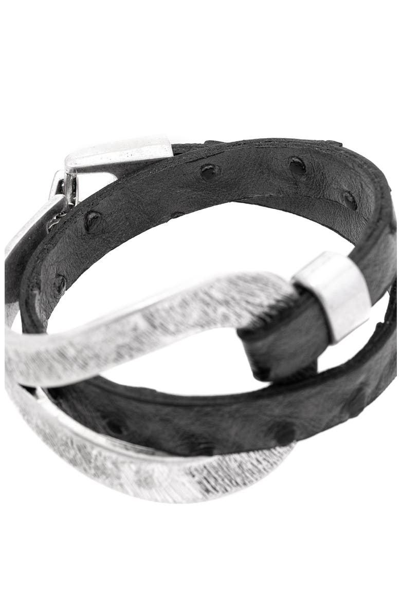 Hammered Double Wrap Leather Bracelet, Alternate, color, DARK GREY