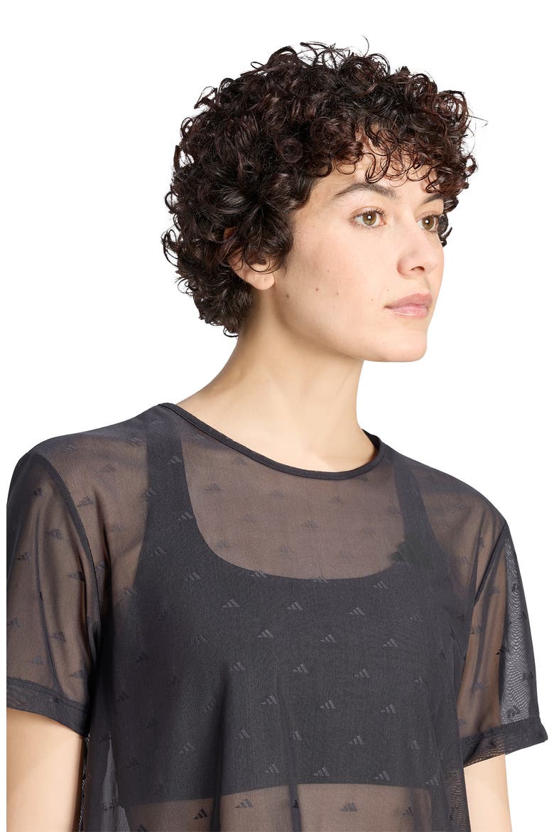Essential Logo Jacquard Mesh T-shirt, Alternate, color, BLACK