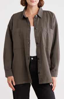 Eileen Fisher Boxy Stretch Organic Cotton & Hemp Shirt Jacket